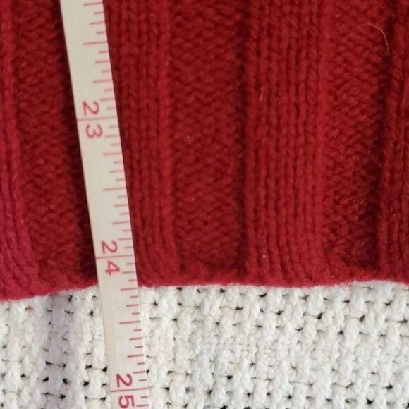 Woolrich Wool Hand Embroidered Front & Back Burgandy Red Sz. L Zippered Cardigan - Picture 9 of 9